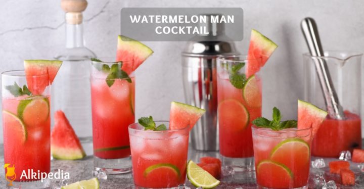 Watermelon man cocktail auf steinplatte